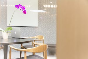 meeting room with orchid decoratioon